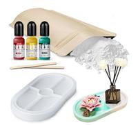 WEILAOK Kit Moulage Main, 500g Platre pour Moulage+1PCS Moule en Silicone pour Resine+2pc Batonnets Bois+3pc Colorant, pour Plateau Ovale, Lisse et Délicat, Adapté à L'artisanat, Aux Modèles DIY