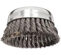 Weiler 12276 Brosse coupelle métallique, trou fileté, acier, noué partiellement torsadé, rangée simple, diamètre de 12,7 cm, diamètre du fil 0,1 cm, arbre de 1,5 cm à 11, longueur des poils de 4,5 cm,