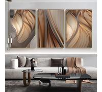 weiling Abstrait marron toile peinture moderne mur artiste décoration de la maison photo nordique imprime salon affiche 70x90cmx3 sans cadre