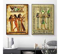 weiling Art mural égyptien toile peinture style parchemin ancienne affiche antique impression rétro égyptien photo décoration de la maison 30x40cmx2 pièces sans cadre