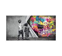 weiling Banksy graffiti art abstrait photo mur art toile décoration peinture affiche salon décoration de la maison 70x140cmx1 cadre intérieur