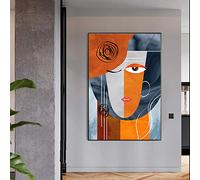 weiling Toile d'art mural impression d'image contemporaine moderne abstrait géométrique visage affiche salon décoration de la maison 50x70 cm sans cadre