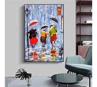 weiling Trois filles dansantes sous la pluie parapluie peinture affiche toile mur art impression moderne décoration de la maison 70x100cmx1pcs sans cadre