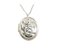 weilove Grand médaillon dragon en argent antique, médaillon ovale, collier photo, 39x46mm, Zinc