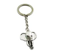 weilove Porte-clés éléphant en argent ancien, breloque éléphant, porte-clés animal, porte-clés personnalisé, Argent vieilli., 25x21mm