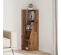Weilusique Armoire d'angle en bois vieilli, 32 x 32 x 102 cm, avec 4 étagères de rangement, commode pour salon, bureau, couloir, cuisine, peu encombrant, fonctionnel, robuste, design moderne