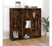Weilusique Bibliothèque en chêne fumé 98 x 29 x 97,5 cm avec 9 compartiments comme étagère, séparateur de pièce et rangement pour salon, bureau, chambre à coucher, bureau, étagère murale