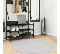 Weilusique Huarte Tapis à poils courts gris Ø 120 cm en 100 % polyester, doux et lavable, idéal pour le salon, la chambre à coucher, le couloir, facile d'entretien, avec poils moelleux et fond