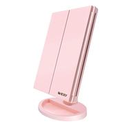 WEILY Miroir de Maquillage de vanité éclairé 1x/2x/3x à Trois Volets avec écran Tactile de 36 lumières LED et Chargement USB, réglable à 180 degrés pour Miroir de Maquillage cosmétique de comptoir