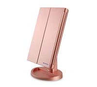 WEILY Miroir de Maquillage Éclairé, 1x/2x/3x à Grossissement avec Écran Tactile à 36 LED et Chargement USB, Support Réglable à 180 Degrés pour Miroir de Maquillage Cosmétique de Comptoir (Or Rose)