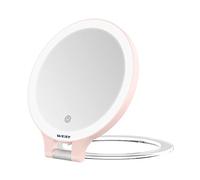 WEILY Miroir de maquillage grossissant 10X/1X, miroir de table double face avec 3 lumières de couleur, miroir cosmétique LED rechargeable pour maquillage, épilation, retrait des points noirs et des