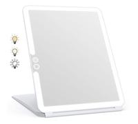 WEILY Miroir de voyage portable avec 72 lumières LED, écran tactile, trois couleurs à intensité variable, ultra fin, 2000 mAh, rechargeable par USB, miroir cosmétique pliable (blanc)