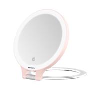 WEILY Miroir grossissant avec lumières 10X/1X, miroir de voyage double face | 3 lumières réglables de couleur, maquillage LED rechargeable pour enlever le maquillage, les points noirs et les comédons