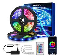 WEILY Ruban LED Smart WiFi Bande LED 15m RGB Multicolore App Contrôle, Bande Lumineuse Compatible avec Alexa et Google Home, Décor pour Maison Cuisine