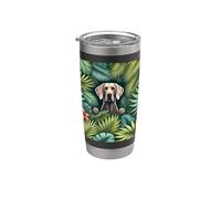 Weim Chien en fleurs botaniques Motif floral mignon Braque de Weimar Gobelet isotherme en acier inoxydable double paroi