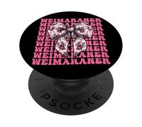Weimaraner Chien Fille Coquette Noeud Ruban Rose PopSockets PopGrip Adhésif