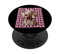 Weimaraner Chien Fille Coquette Noeud Ruban Rose PopSockets PopGrip Adhésif