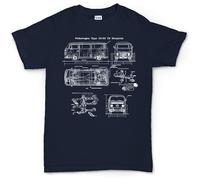 WEIMEIDA Type 23 50 Bus V Dub Car Blueprint T Shirt Mens Man Navy XL