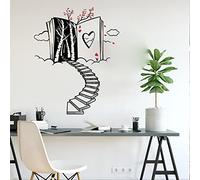 WEIMEIJIE dessin animé, escaliers, livres, arbres, cœurs, autocollants muraux, bibliothèques, salles de jeux, chambres d’enfants, autocollants muraux, chambres, hauteur de vinyle 70cm x largeur 56