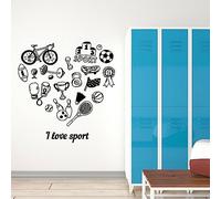 WEIMEIJIE J’aime le sport sticker mural lettre bowling tennis vélo vinyle window sticker love home decoration chambre 57x59 cm
