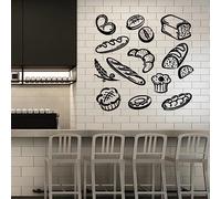 WEIMEIJIE Pain snack mur décalcomanie boulangerie boulangerie pâtisserie dessert cuisine restaurant décoration intérieure portes et fenêtres vinyle sticker murale 57x58 cm