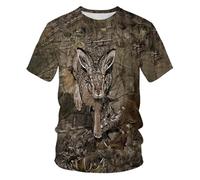 WEIMEIJIE T-Shirt d'été à Manches Courtes et col Rond pour Homme, Motif lièvre de Chasse en Plein air, Impression 3D, Tendance Urbaine, décontracté