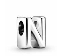 WEIMU Breloque en forme de lettre en argent 925 pour bracelets et colliers européens pour femme, m, Argent sterling, Zircone cubique