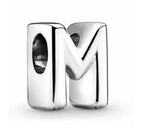 WEIMU Breloque en forme de lettre en argent 925 pour bracelets et colliers européens pour femme, m, Argent sterling, Zircone cubique