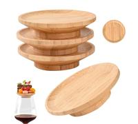 Wein Charcuterie Topper für Weingläser - 4er-Set | Holz Servier-Tabletts & -Aufsatz für Snacks, Charcuterie-Platte für Familienfeiern, Bars, Picknicks, Feste,
