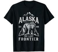 Weinafang Black-Alaska T Shirt The Last Frontier Bear Home Men Gifts 100% Cotton Black XL