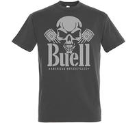 Weinafang Buell American Motorcycles | Skull Piston | T Shirt | Neu | Men's Round Neck Short Sleeves Cotton T Shirt Black 3XL