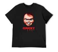 Weinafang Childs Play Chucky Face Men's Shirt Top Short Sleeve T-Shirt Black XXL