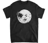 Weinafang Georges Melies T Shirt A Trip to The Moon Vintage Silent Film T-Shirt Mens Man Black 3XL