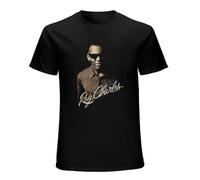Weinafang Men T Shirt Cotton Short Sleeve Ray Charles The Deep Mens Regular Fit T-Shirt T-Shirts Black L