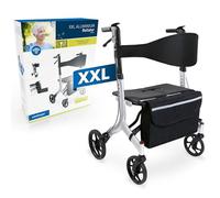 Weinberger 02262 Déambulateur XXL en Aluminium Solide Pliable Assistant XXL avec Sac Grand Noir 10 kg