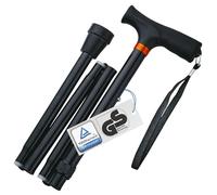 Weinberger Canne de Marche télescopique, Stable, Pliable, réglable en Hauteur, antidérapante, Confortable, Seulement 420 grammes, Max. 136 kg, 48748, Noire