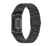 WEINISITE Bracelets pour Fitbit Charge 5, Acier Inoxydable Métal Remplacement Bracelet Compatible avec Fitbit Charge 5 (Noir)