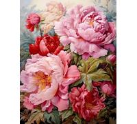 Weiniuniu 5D Kit Peinture Diamant Adulte Fleurs de pivoine roses DIY Kit d'Art Mosaïque Cristal Diamant pour la Décoration 50x70 cm