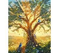 Weiniuniu Canevas Point de Croix Kit Arbre de vie et oiseau 11CT Adulte point de croix kit DIY debutant broderie point de croix imprimé 50x70 cm