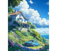 Weiniuniu Canevas Point de Croix Kit Caravane de plage 11CT Adulte point de croix kit DIY debutant broderie point de croix imprimé 50x70 cm