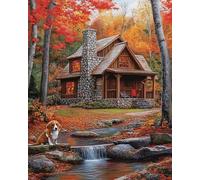 Weiniuniu Canevas Point de Croix Kit Chalet tranquille Complet 11CT Adulte point de croix kit DIY debutant broderie point de croix imprimé 50X70 cm