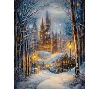 Weiniuniu Canevas Point de Croix Kit Château de neige Complet 11CT Adulte point de croix kit DIY debutant broderie point de croix imprimé 40×50 cm