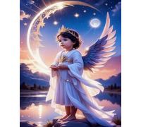 Weiniuniu Canevas Point de Croix Kit Complet Enfant ange 11CT Adulte point de croix kit DIY debutant broderie point de croix imprimé 50x70 cm