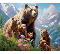 Weiniuniu Canevas Point de Croix Kit Complet Famille d'ours bruns 11CT Adulte point de croix kit DIY debutant broderie point de croix imprimé 50x70 cm
