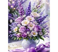 Weiniuniu Canevas Point de Croix Kit Complet fleurs violettes 11CT Adulte point de croix kit DIY debutant broderie point de croix imprimé 40×50 cm