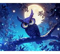 Weiniuniu Canevas Point de Croix Kit Complet Hibou lunaire 11CT Adulte point de croix kit DIY debutant broderie point de croix imprimé 50x70 cm