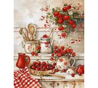 Weiniuniu Canevas Point de Croix Kit Complet illustration de cuisine 11CT Adulte point de croix kit DIY debutant broderie point de croix imprimé 40×50 cm