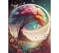 Weiniuniu Canevas Point de Croix Kit Complet Paysages de fleurs et d'arbres 11CT Adulte point de croix kit DIY debutant broderie point de croix imprimé 50x70 cm