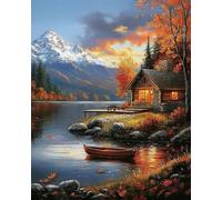 Weiniuniu Canevas Point de Croix Kit Cottage dans un paysage 11CT Adulte point de croix kit DIY debutant broderie point de croix imprimé 40x50 cm