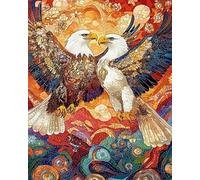 Weiniuniu Canevas Point de Croix Kit Deux aigles 11CT Adulte point de croix kit DIY debutant broderie point de croix imprimé 50x70 cm